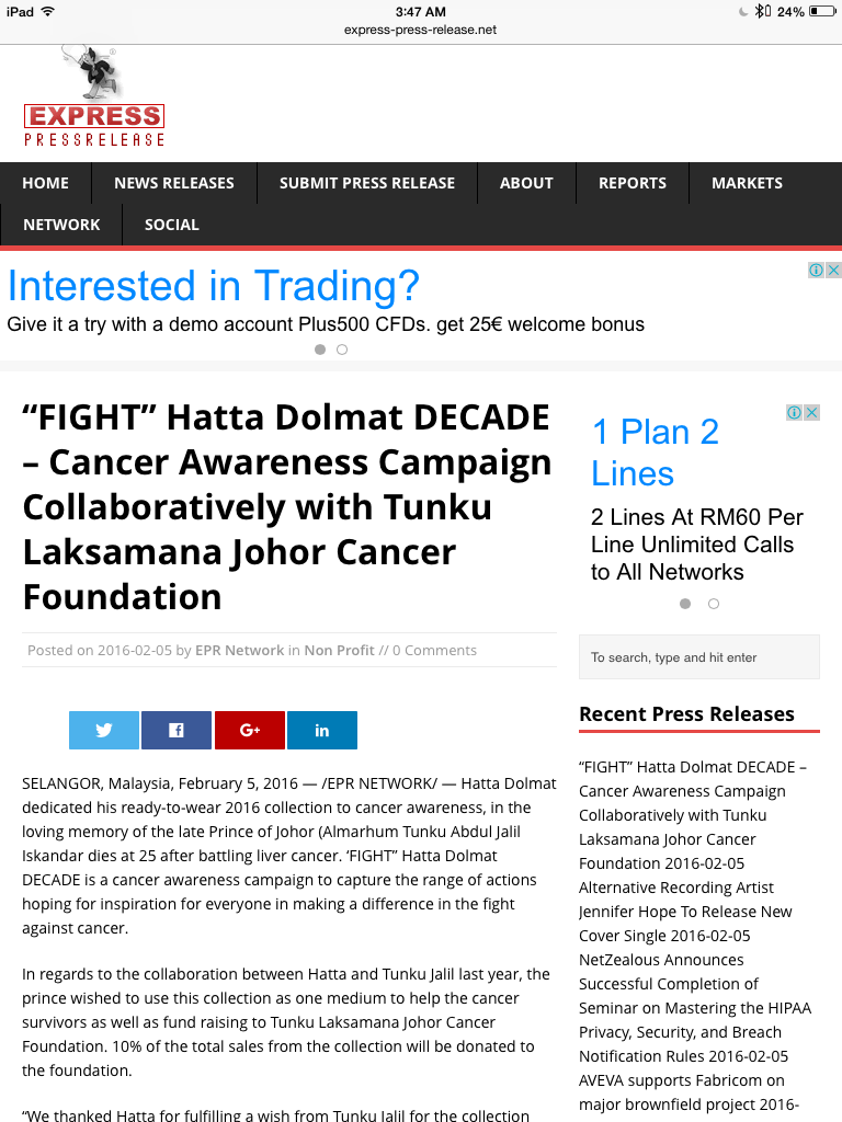 FIGHT Hatta Dolmat DECADE press release on Express Presswire